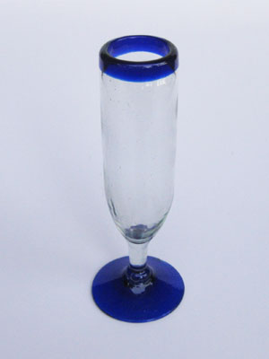 Sale Items / Cobalt Blue Rim 6 oz Champagne Flutes  / Beautifully crafted champagne flutes for important celebrations!, enjoy toasting with your favorite champagne or sparkling wine in stylish fashion!
